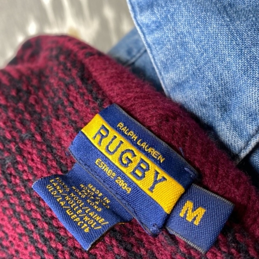 Ralph Lauren Red Wool Plaid Hooded Cardigan Coat